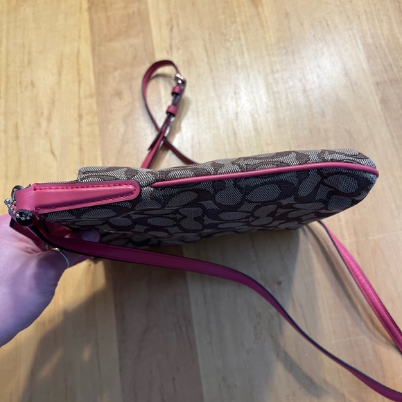 Coach Messenger Crossbody Signature Bag Tan/Pink - Picture 7 of 12